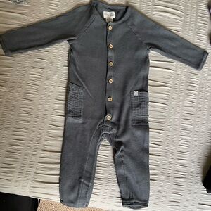 Gray Button-Up Baby Jumpsuit